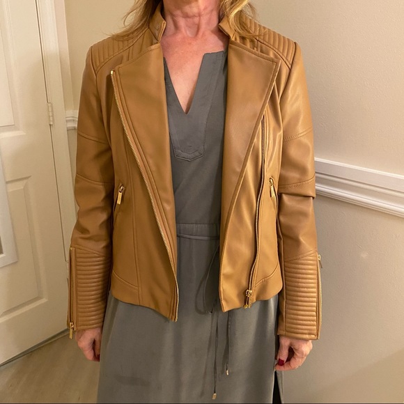 CALVIN KLEIN BROWN LEATHER JACKET - Picture 3 of 4